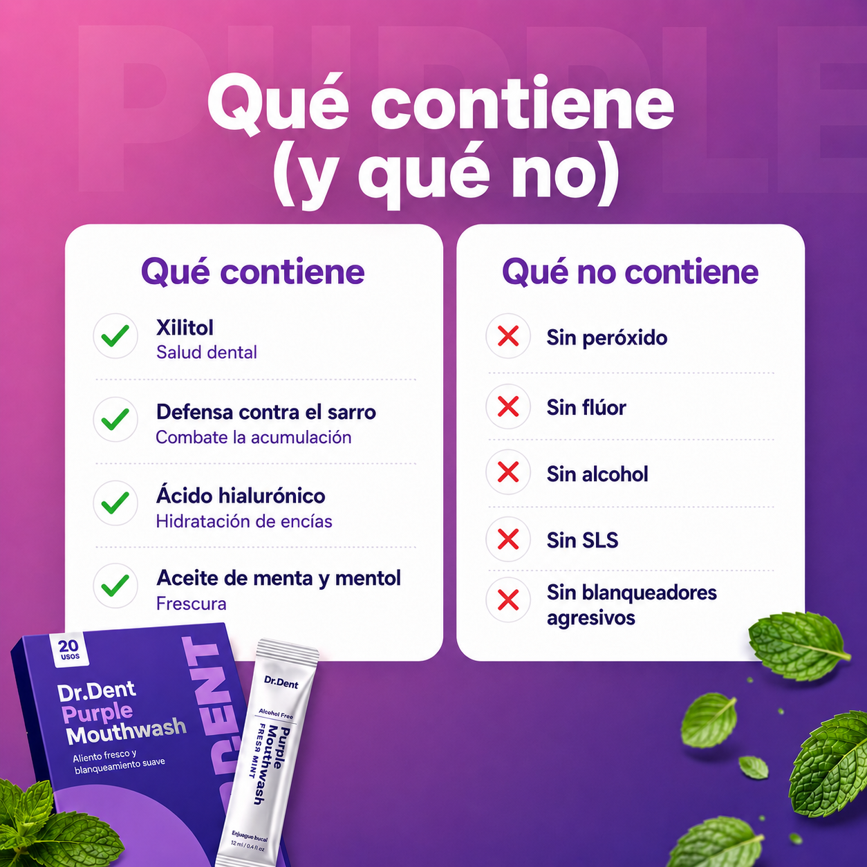 Enjuague Bucal Morado | Blanqueador Dental